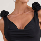 Midnight Rose Cowl Neck Dress