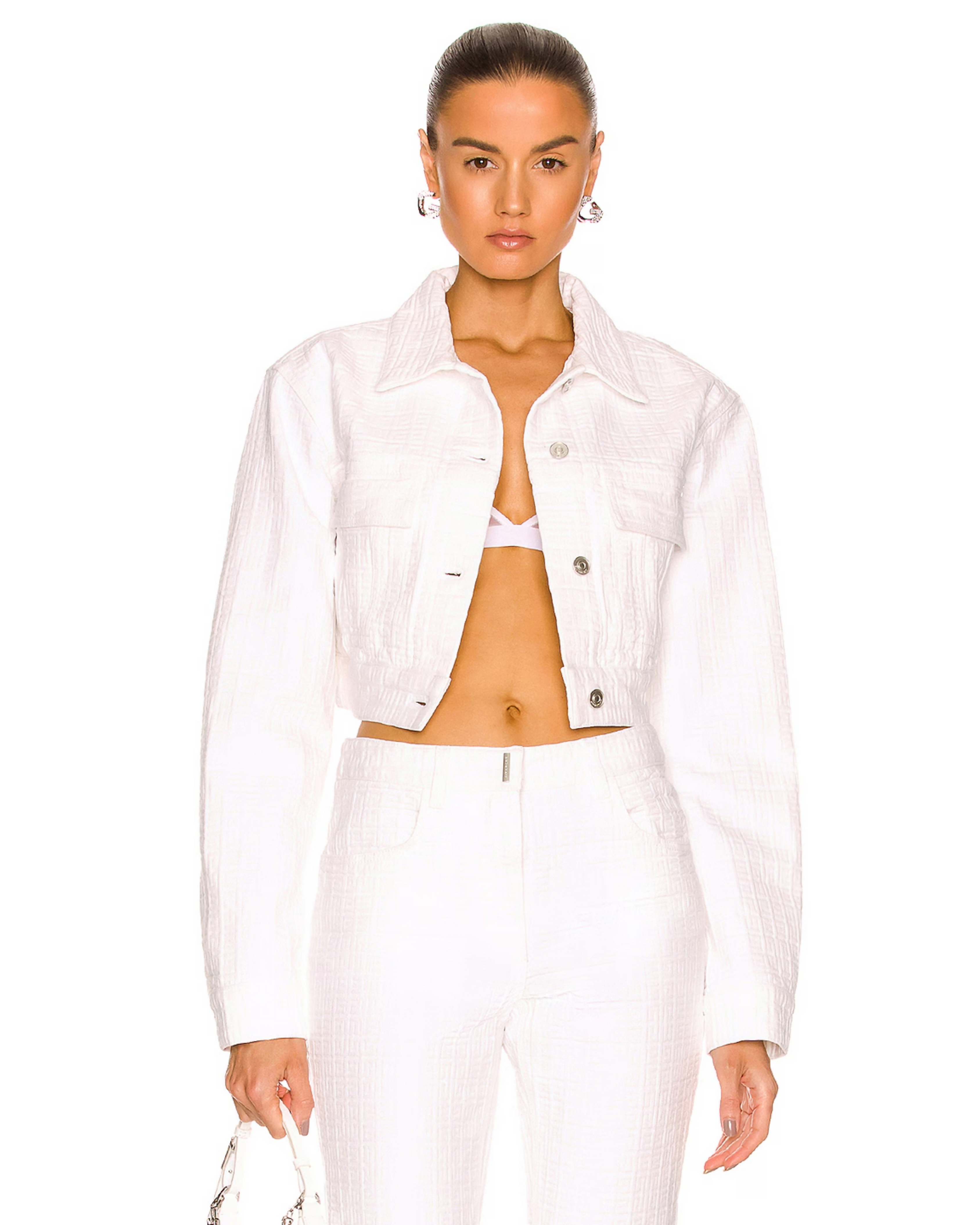 White 4G Jacquard Denim Cropped Jacket — Givenchy | Endless UAE