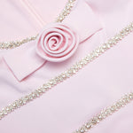 Pink crepe maxi dress with crystal trim and rose detail — Self-Portrait | Endless UAE