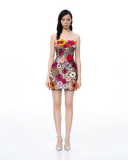 Cassian Floral Embroidered Mini Dress in multicolor with 3D flower details — JW PEI | Endless UAE