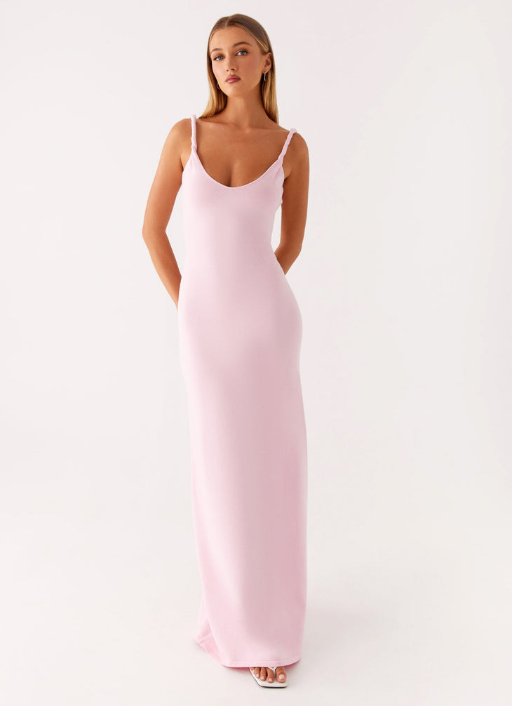 Woman wearing pink sleeveless scoop neck maxi dress — Peppermayo | Endless UAE