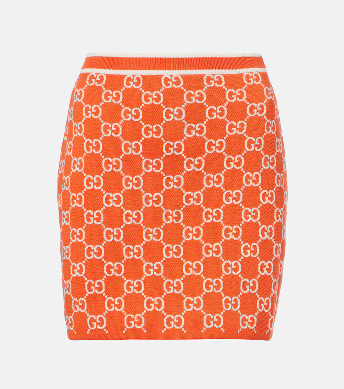 Orange GG jacquard mini skirt with white monogram pattern and ribbed waistband — Gucci | Endless UAE