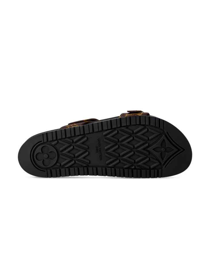 Black leather mule with monogram straps and flat sole — Louis Vuitton | Endless UAE