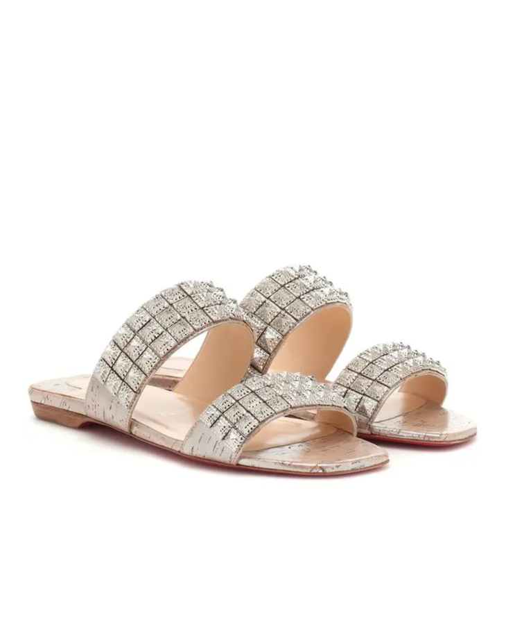 Myriadiam Flat Embellished Sandals in cream with crystal detailing — Christian Louboutin | Endless UAE
