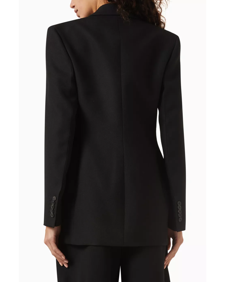 Black single-breasted Contour Blazer with notch lapels and button front closure — Wardrobe.NYC | Endless UAE