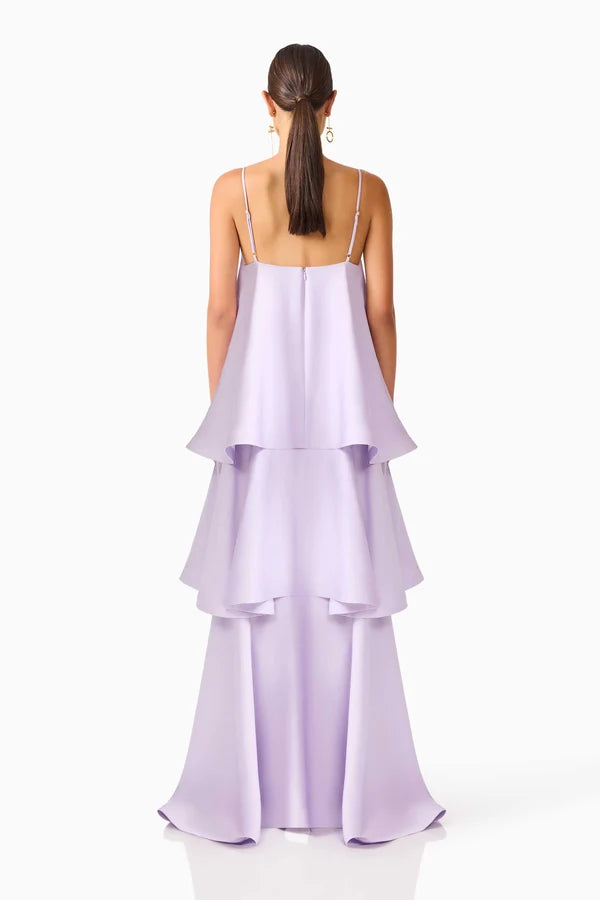 Lavender Tilly Tiered Dress with cascading ruffles and spaghetti straps — Elliatt | Endless UAE