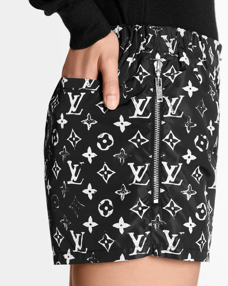 Black monogram shorts with LV stencil print — Louis Vuitton | Endless UAE