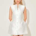White satin mini dress with button front and structured collar — Odd Muse | Endless UAE