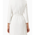 White belted studded mini dress with long sleeves — Elisabetta Franchi | Endless UAE