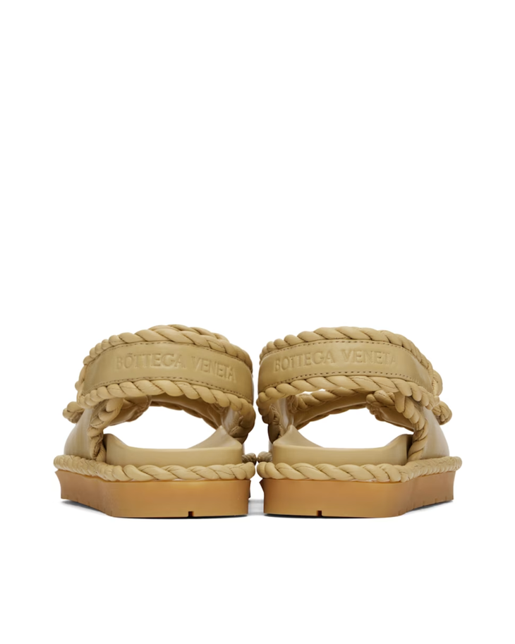 Beige Jack Flat Sandals with rope trim detail and chunky sole — Bottega Veneta | Endless UAE