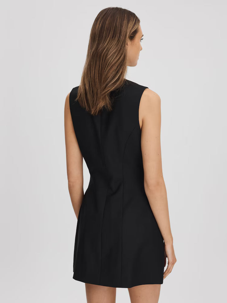 Black sleeveless single breasted mini dress with button front — Anna Quan | Endless UAE
