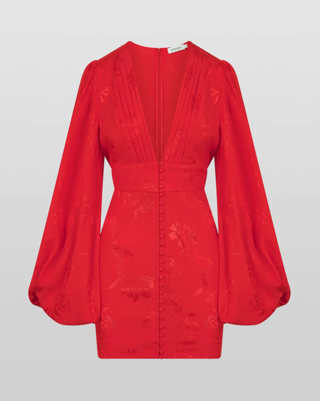 Red puff sleeve mini dress with pleated front detail — Rat & Boa | Endless UAE