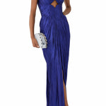 Royal blue pleated strapless maxi gown with cutout detail — Maria Lucia Hohan | Endless UAE
