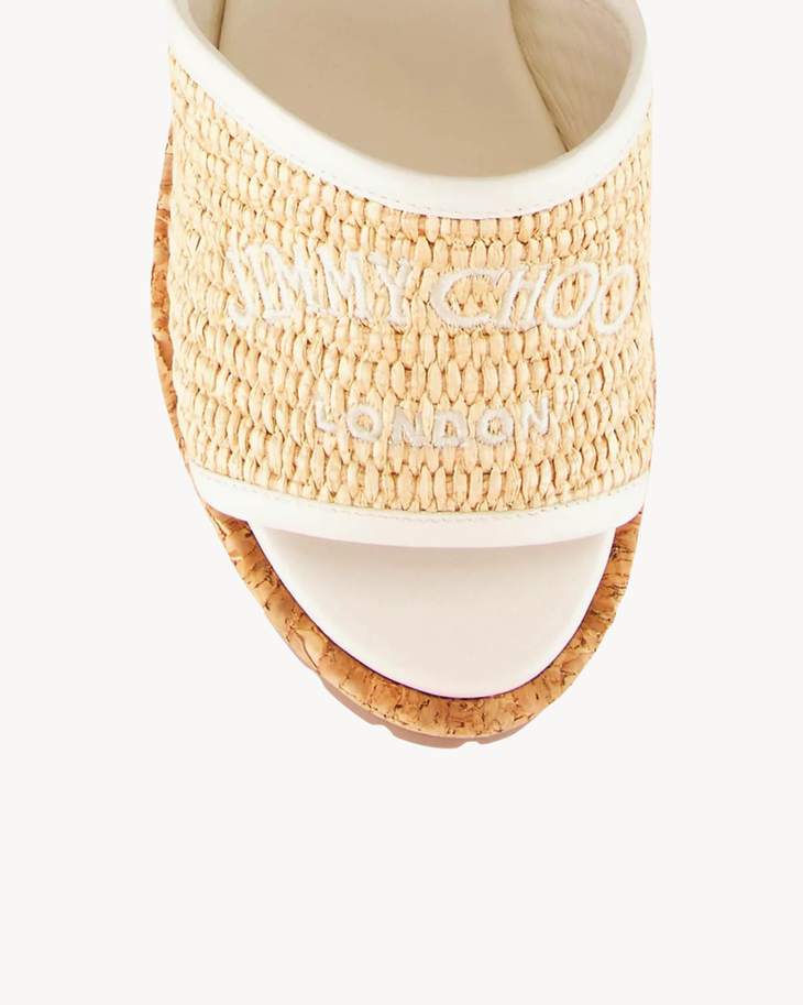 Gal 130 woven raffia platform sandals with cork heel and lug sole in cream — Jimmy Choo | Endless UAE