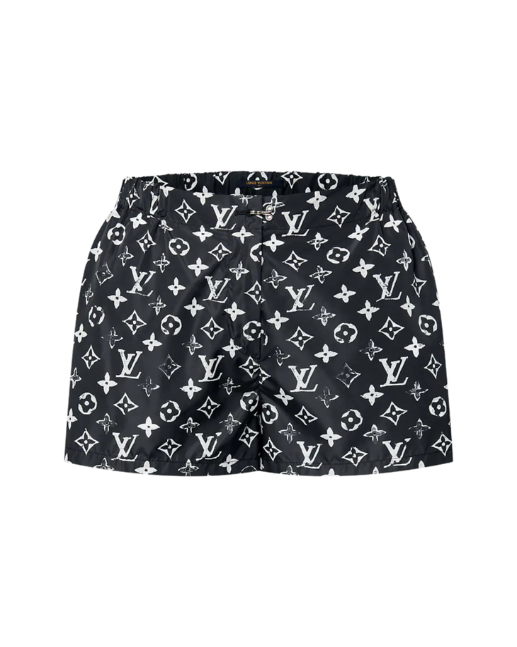 Black monogram shorts with LV stencil print — Louis Vuitton | Endless UAE