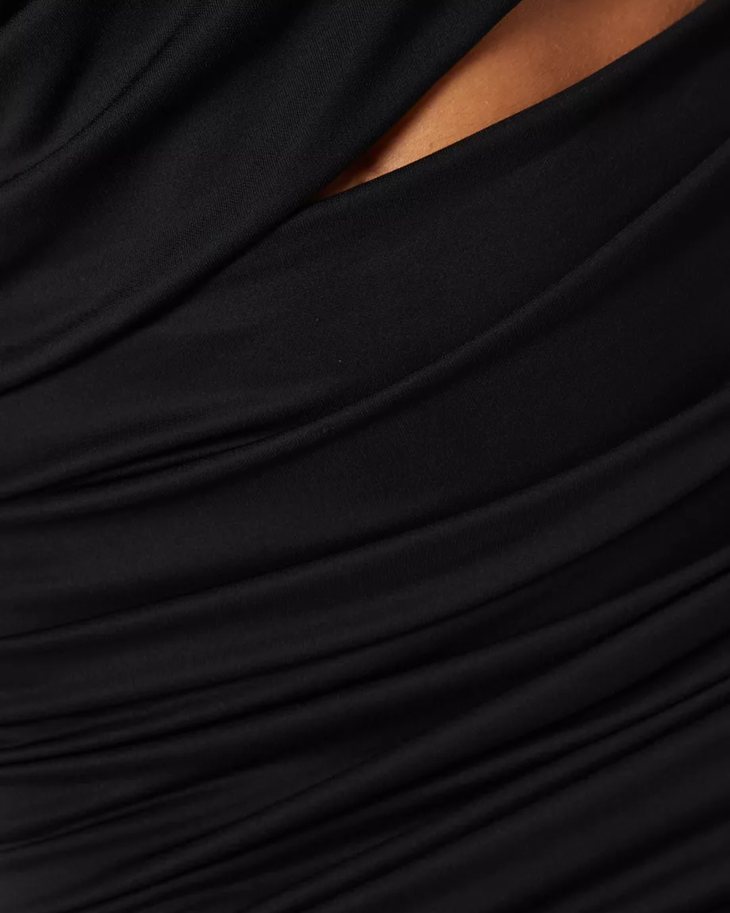 Black ruched mini dress with cutout detail and half sleeves — Significant Other | Endless UAE