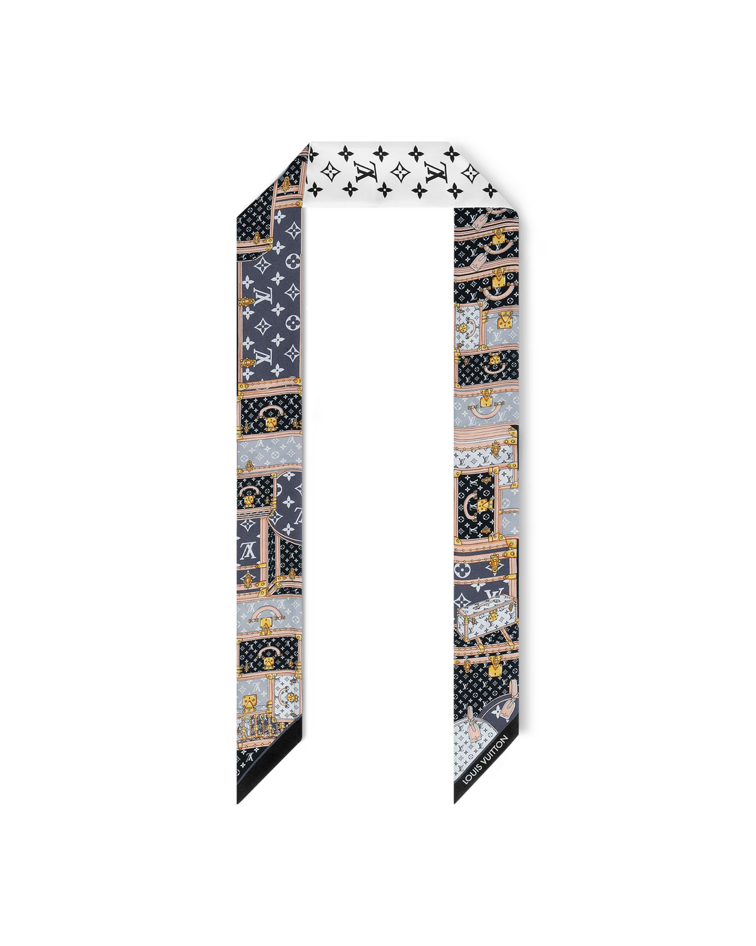 Silk Monogram Let's Go BB Bandeau in black and white with gold accents — Louis Vuitton | Endless UAE