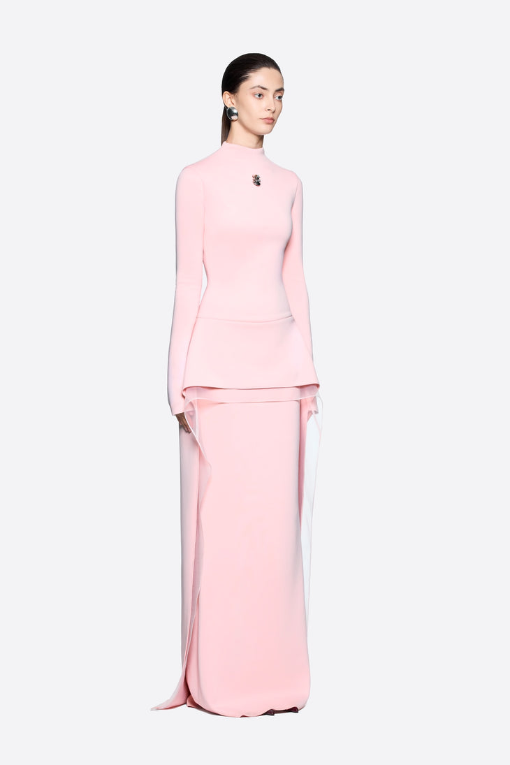 Stari Dress in pink with long sleeves and layered skirt — Chats by c.dam | Endless UAE