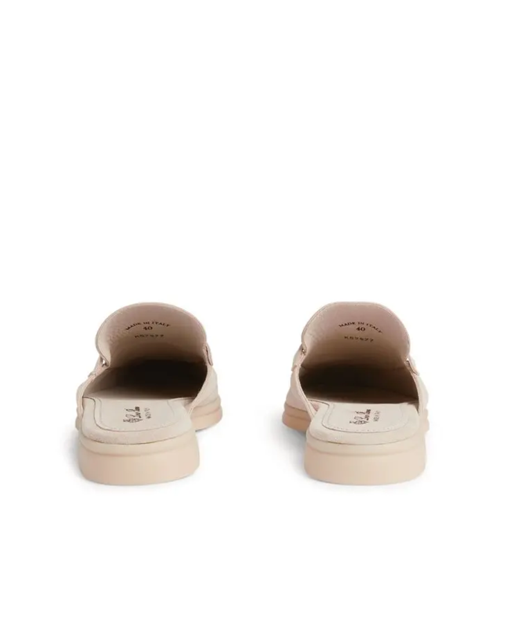 Beige suede babouche slippers with crepe sole and loafer-style front — Loro Piana | Endless UAE