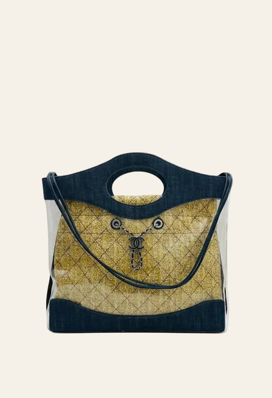 Chanel 31 PVC and Denim Shopping Tote with Raffia Insert — Chanel | Endless UAE
