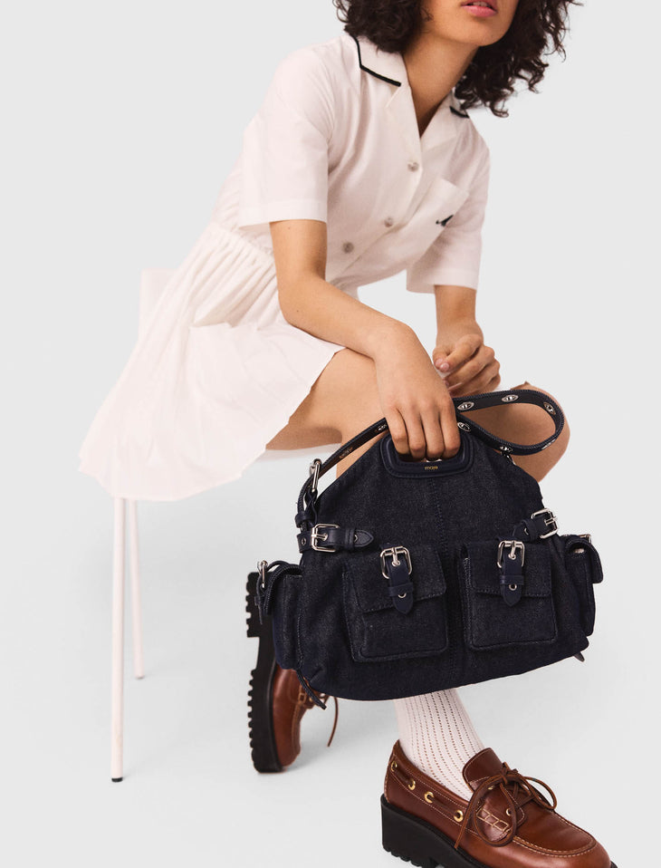 Short Sleeve Shirt Dress in pale pink with pleated skirt — Maje | Endless UAE