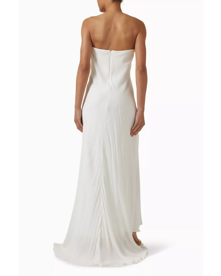 Eevie cream strapless maxi dress with draped fabric and train — Significant Other | Endless UAE