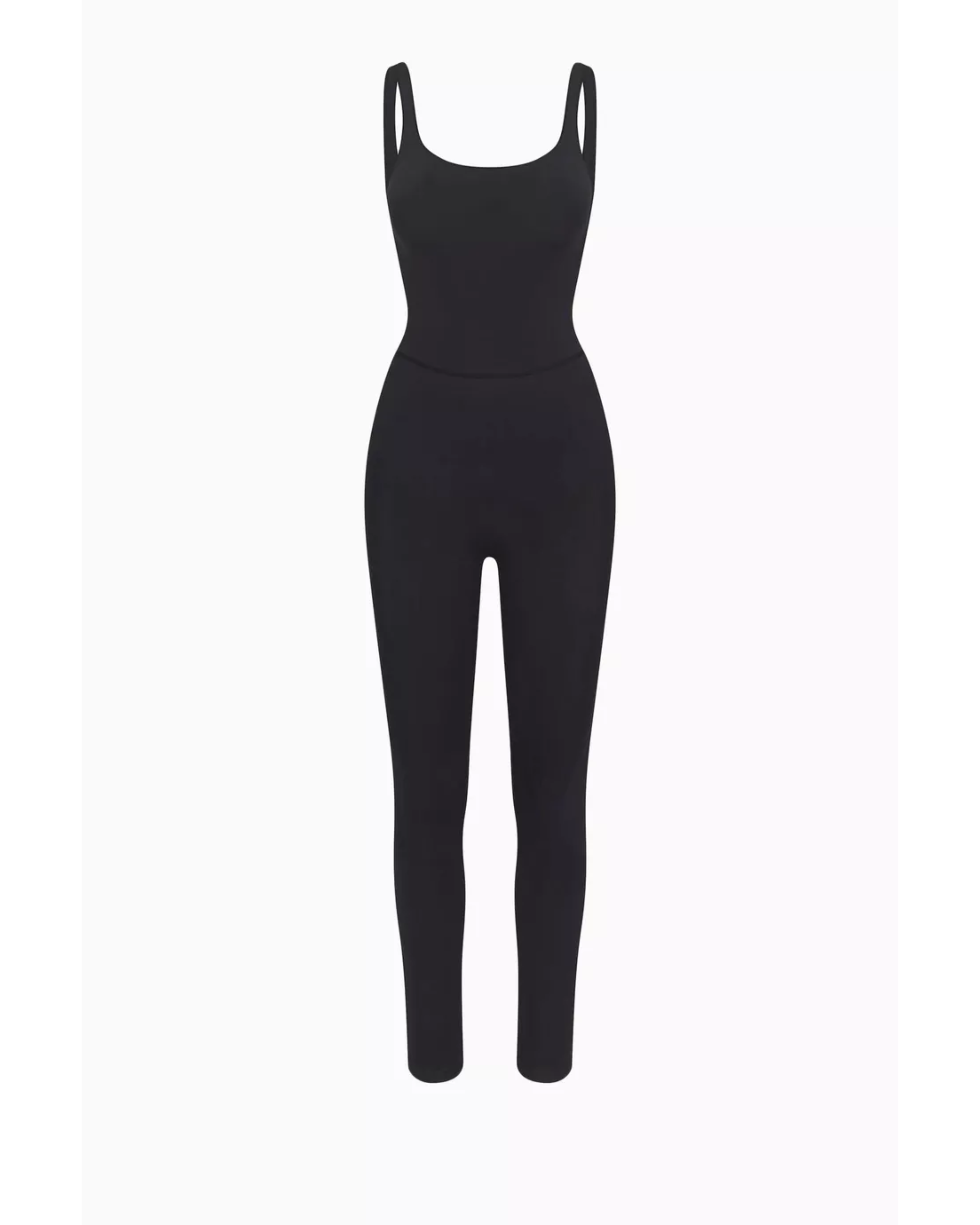 Black seamless catsuit with tank straps and full-length legs — Skims | Endless UAE