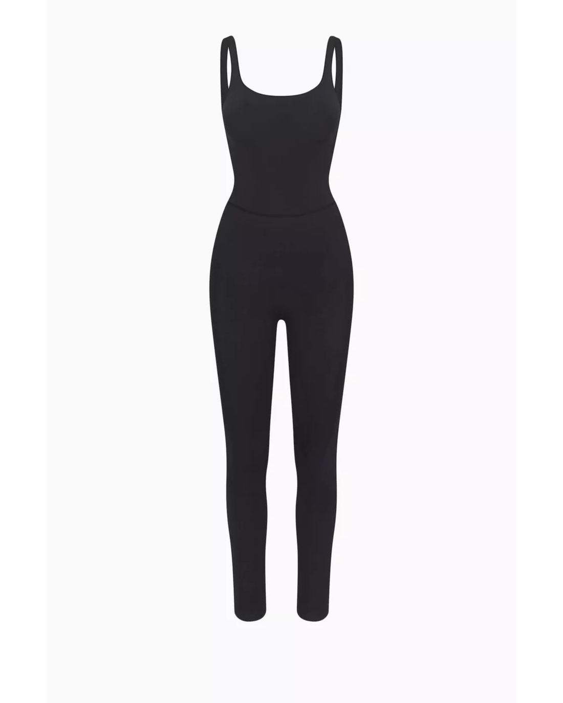 Black seamless catsuit with tank straps and full-length legs — Skims | Endless UAE