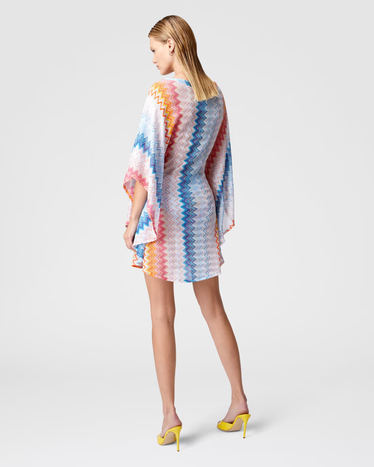 Zig Zag Lamé Viscose Kaftan in multicolor chevron pattern — Missoni | Endless UAE