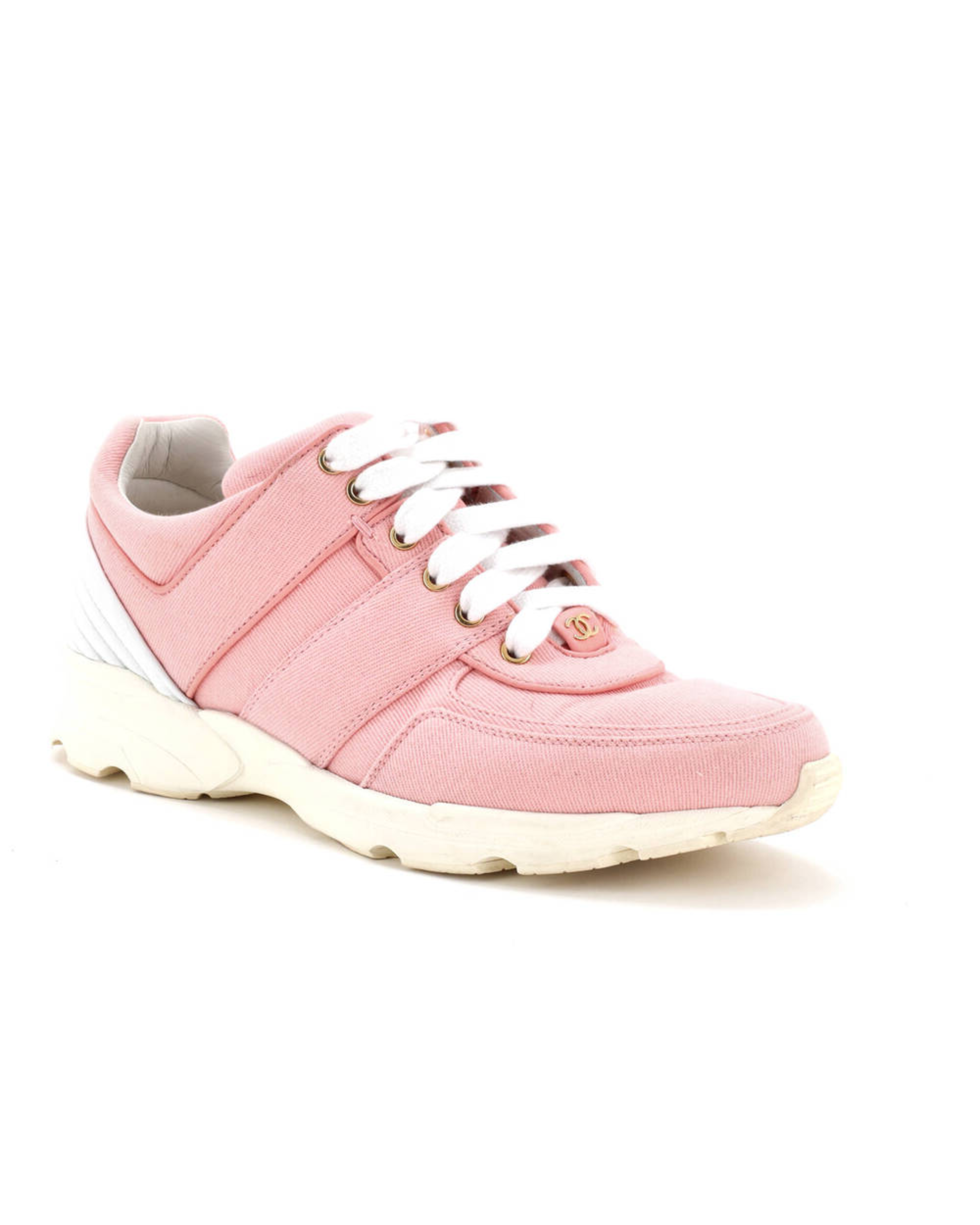 Pink Lace Up Sneakers with Cream Sole — Chanel | Endless UAE