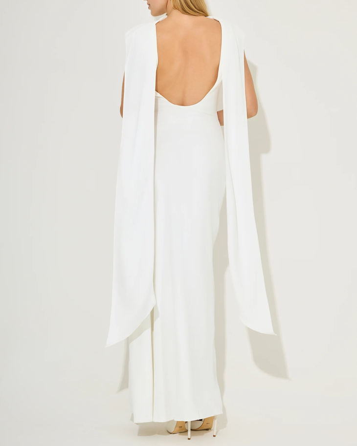 White sleeveless drape maxi dress with side pockets — Odd Muse | Endless UAE