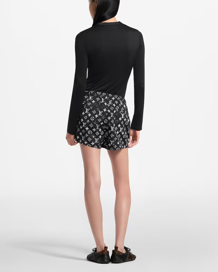 Black monogram shorts with LV stencil print — Louis Vuitton | Endless UAE