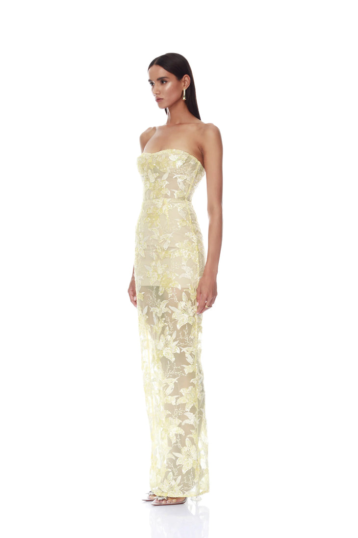 Daffodil Sequin Dahlia Strapless Maxi Dress — Bronx & Banco | Endless UAE