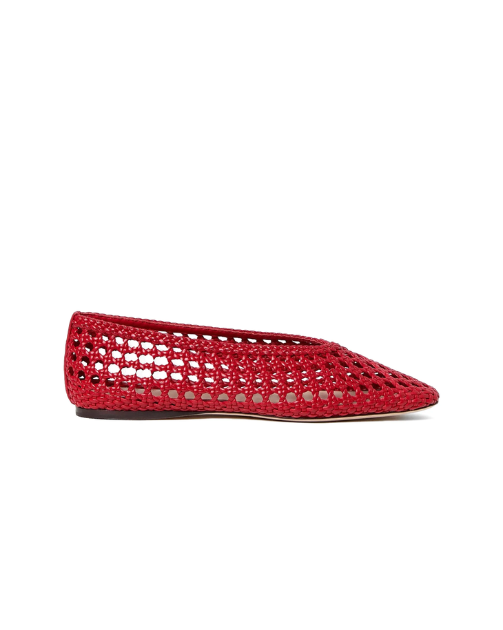 Red crocheted ballet flats with perforated pattern — Loeffler Randall | Endless UAE
