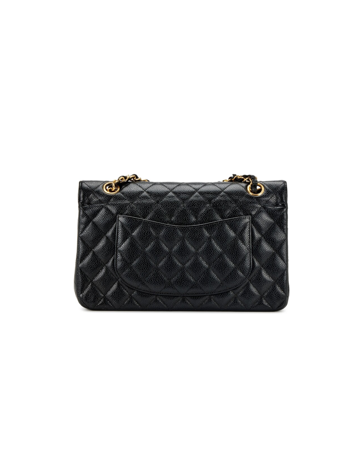 Black quilted leather medium double flap bag with gold chain strap — Chanel | Endless UAE