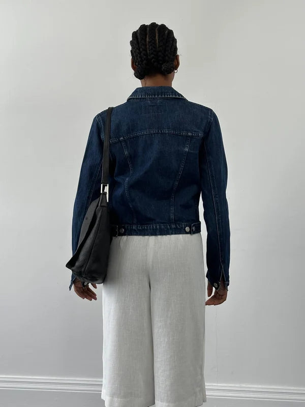 Classic mid-wash denim jacket with silver buttons and chest pockets — Armani Exchange | Endless UAE