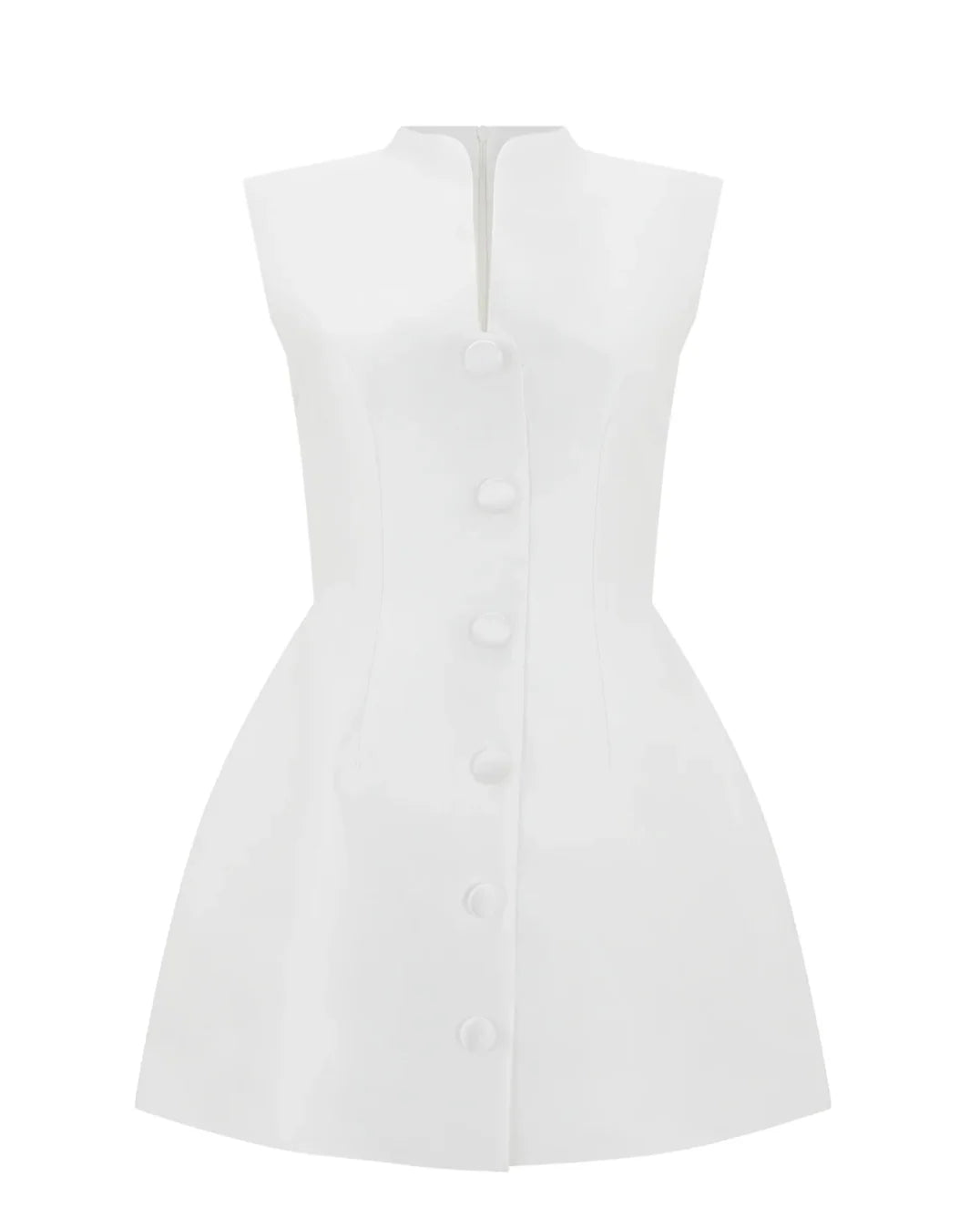 White satin mini dress with button front and structured collar — Odd Muse | Endless UAE