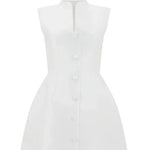 White satin mini dress with button front and structured collar — Odd Muse | Endless UAE
