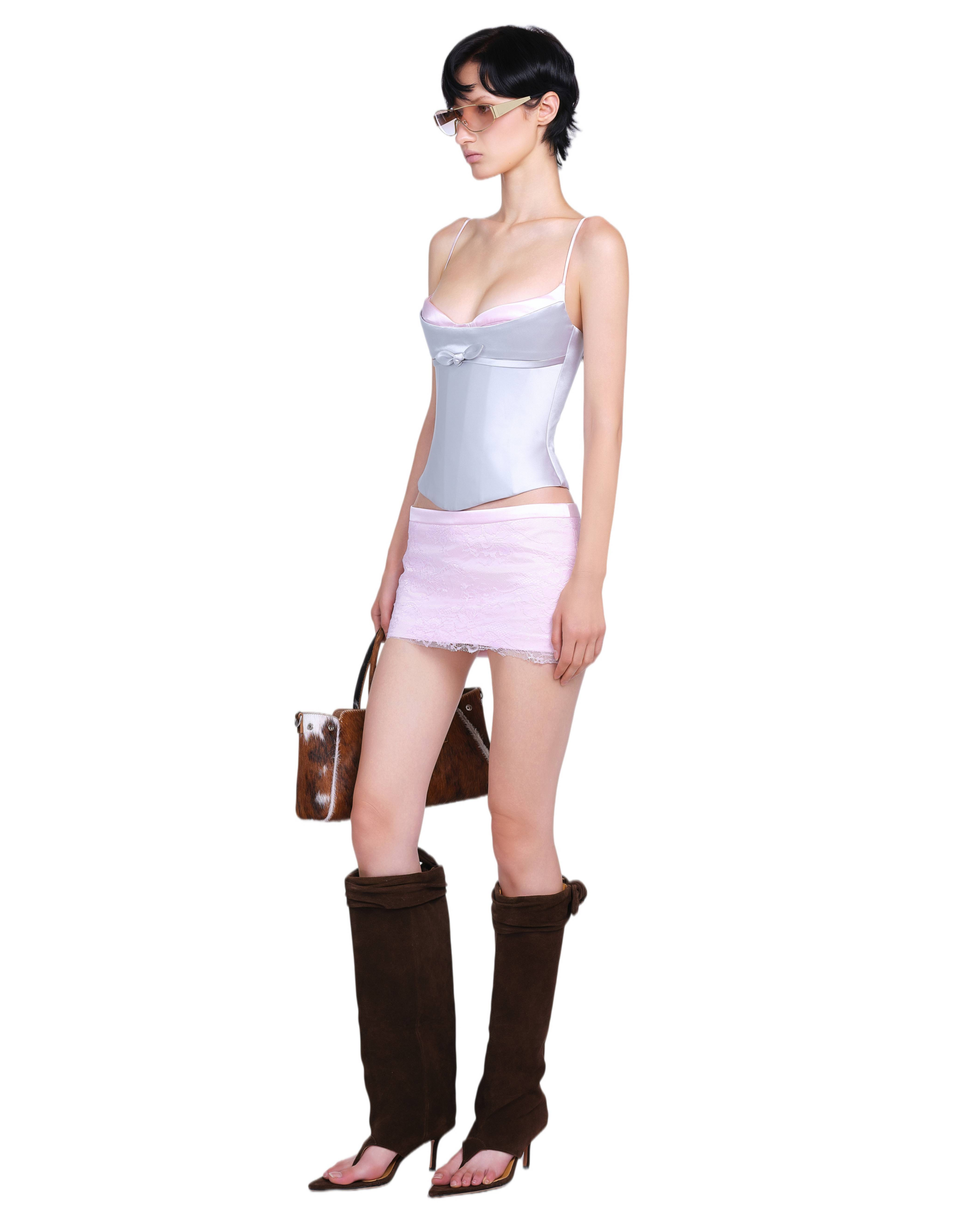 Lavender camisole corset top with thin straps and cinched waist detail — LSOUL | Endless UAE