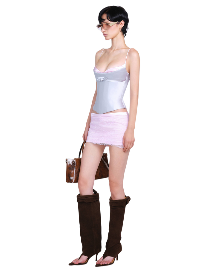 Lavender camisole corset top with thin straps and cinched waist detail — LSOUL | Endless UAE