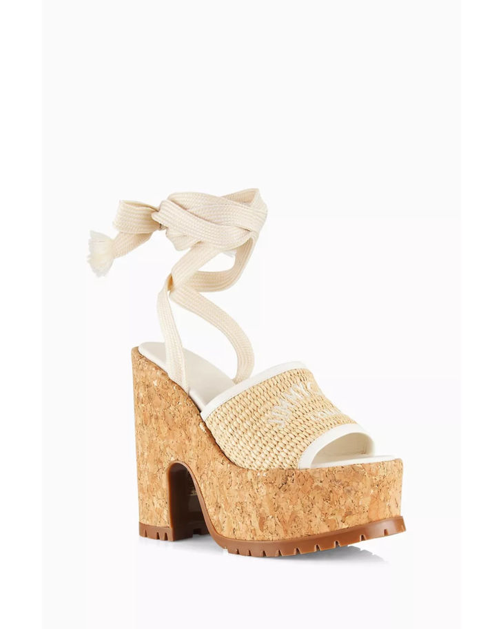 Gal 130 woven raffia platform sandals with cork heel and lug sole in cream — Jimmy Choo | Endless UAE