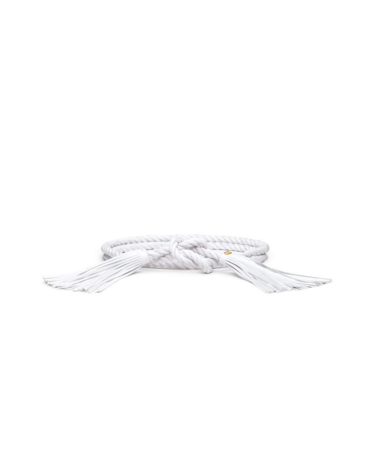 White twisted rope nappa leather belt with tassel ends — Valentino Garavani | Endless UAE
