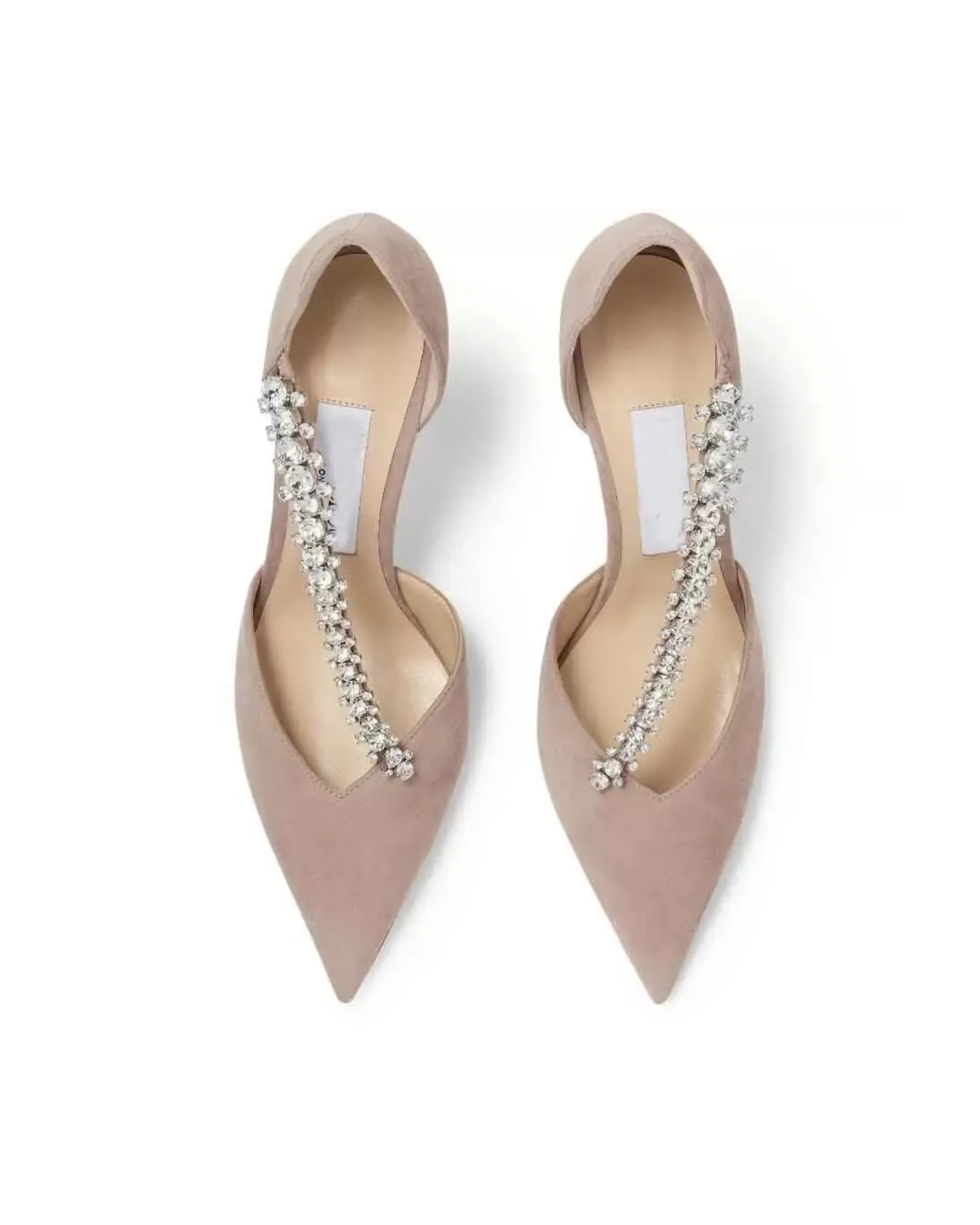 Beige suede pointed-toe pumps with crystal embellishments — Jimmy Choo | Endless UAE