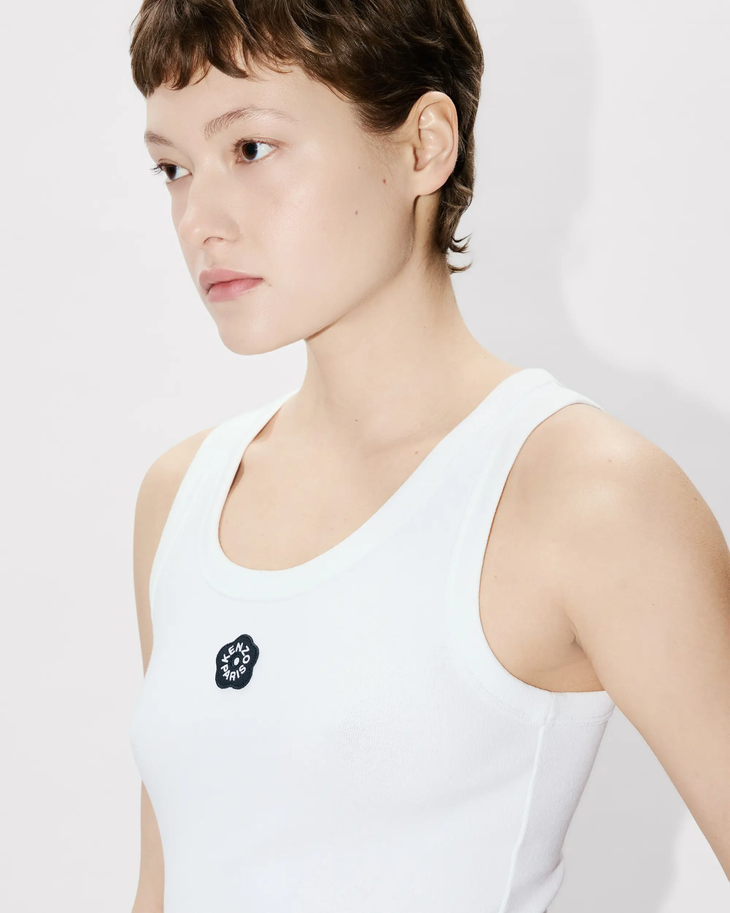 White sleeveless tank top with embroidered details, back view — Kenzo | Endless UAE