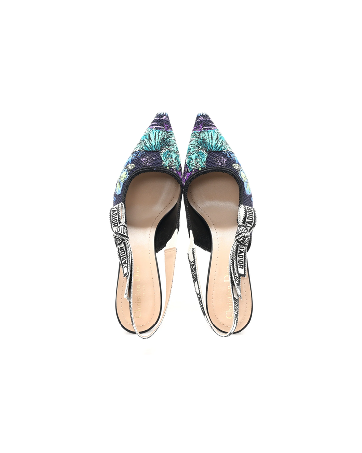 J'Adior Slingback Pumps with embroidered floral toe and branded strap — Dior | Endless UAE