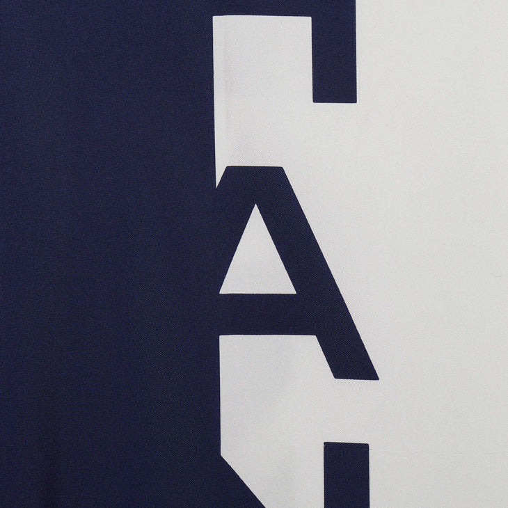 Navy and white reversible silk shawl with frayed edges and logo detail — Chanel | Endless UAE