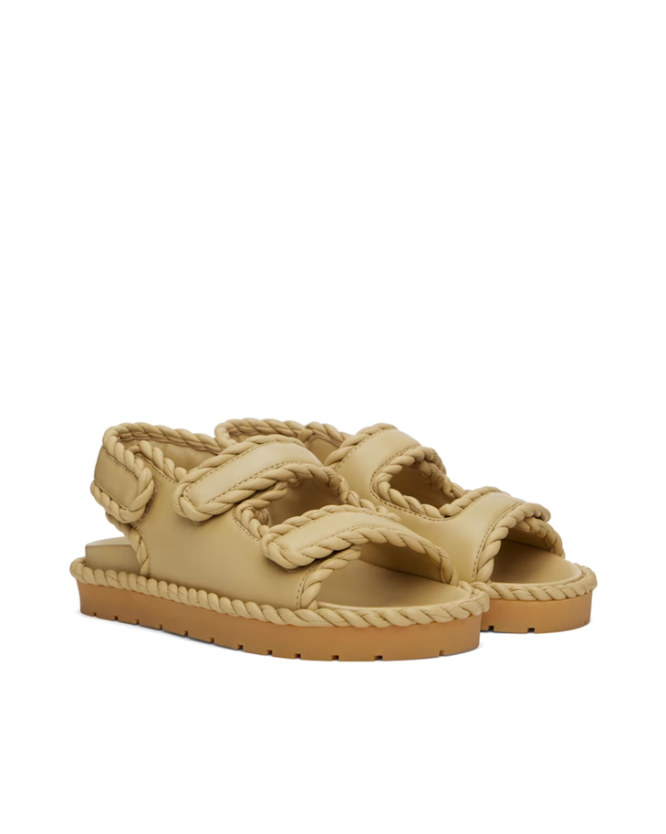 Beige Jack Flat Sandals with rope trim detail and chunky sole — Bottega Veneta | Endless UAE