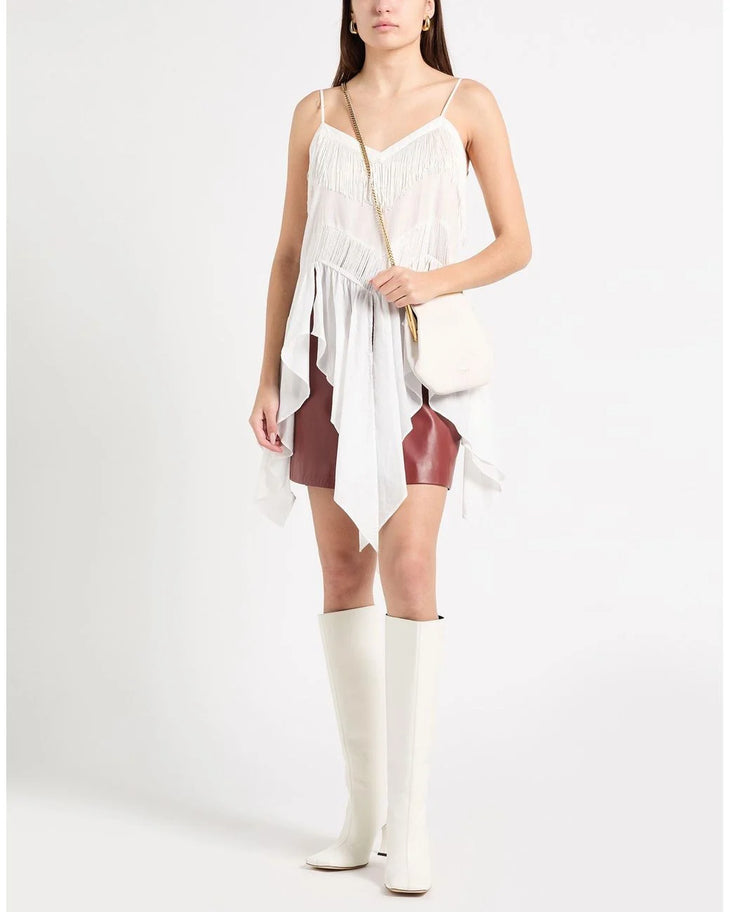 White fringed handkerchief camisole top with layered asymmetrical hem — 12 Storeez | Endless UAE