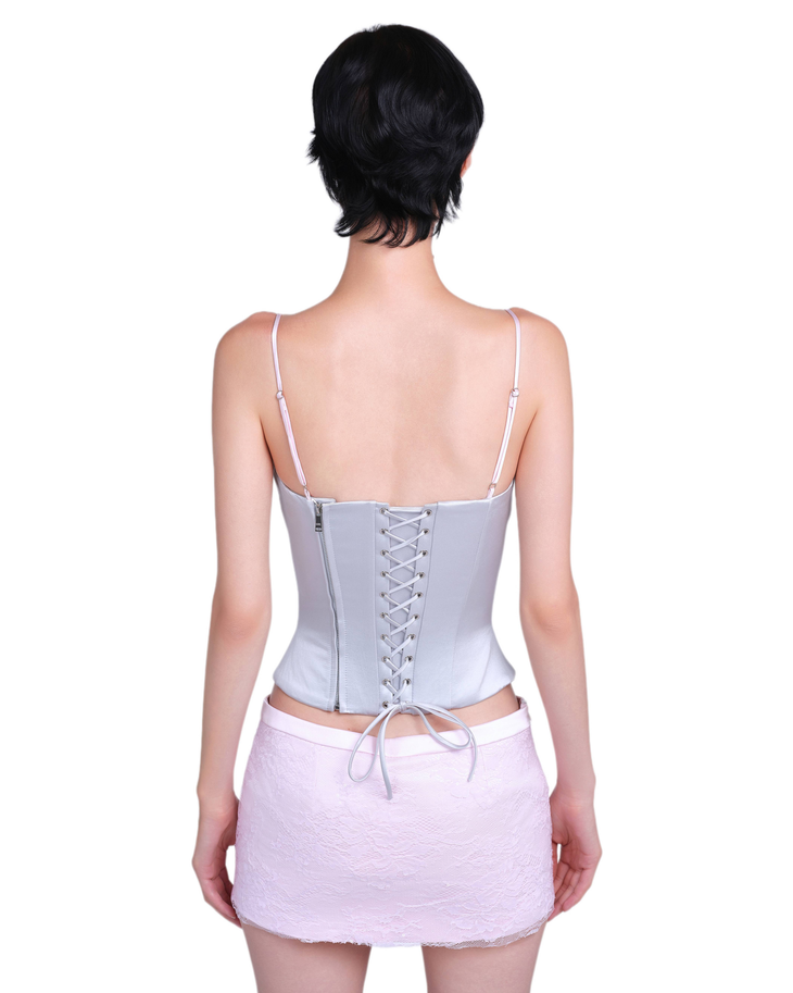 Lavender camisole corset top with thin straps and cinched waist detail — LSOUL | Endless UAE
