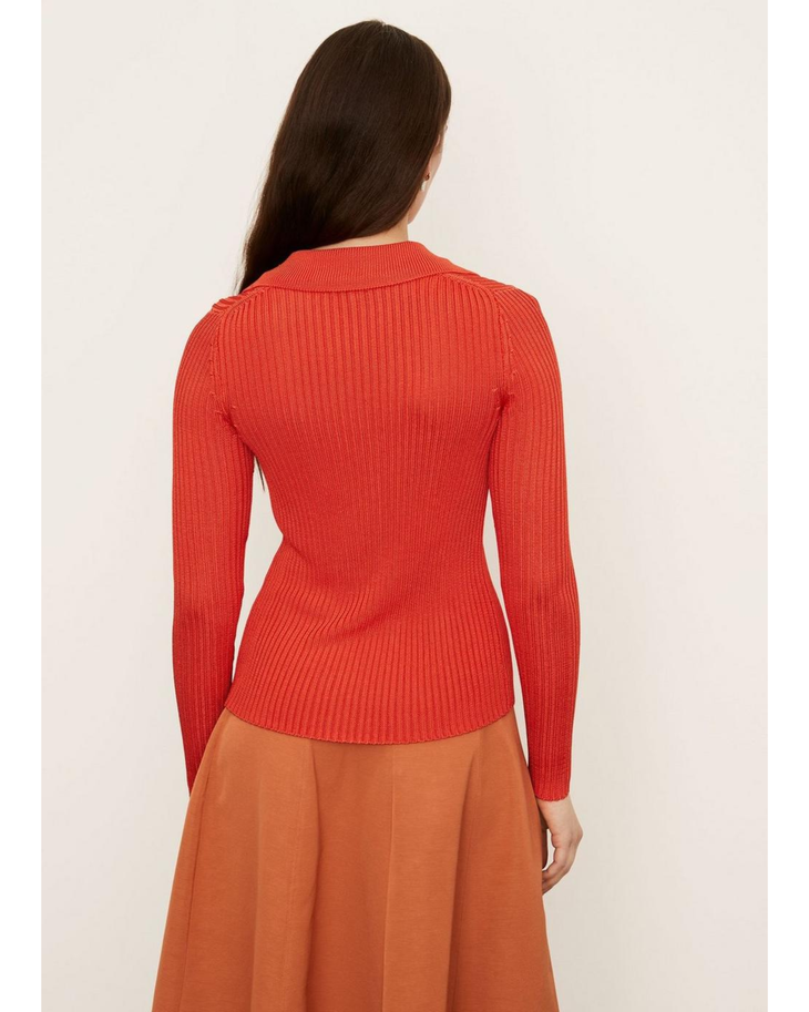 Red ribbed collared cardigan with button front and long sleeves — Vince Camuto | Endless UAE